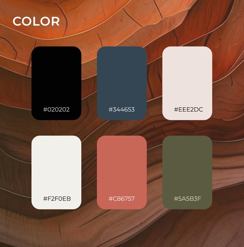 Rituality brand color palette presented over a warm organic background.