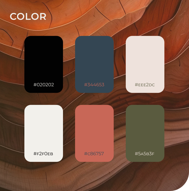 Rituality brand color palette presented over a warm organic background.