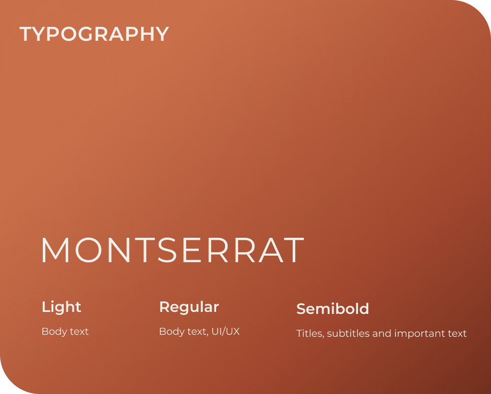Rituality typography system using Montserrat Light, Regular, and Semibold.
