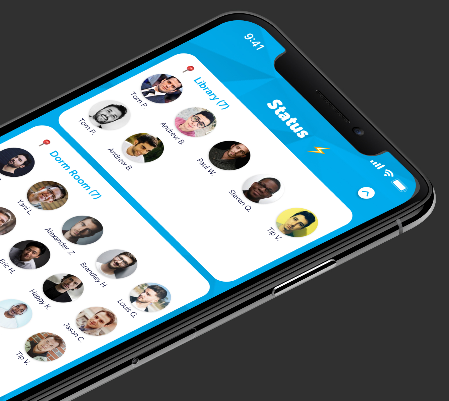 Tape mobile screen showing a community and group conversation.